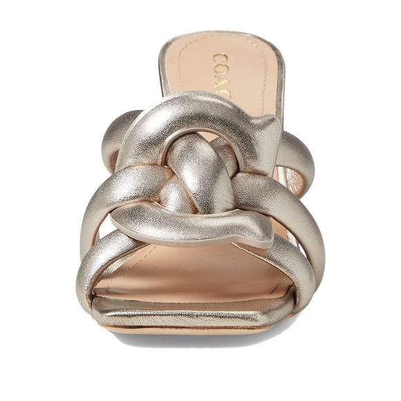 Coach Kellie Metallic Leather Sandal Platinum Champagne 9 B (M) - Picture 2 of 4